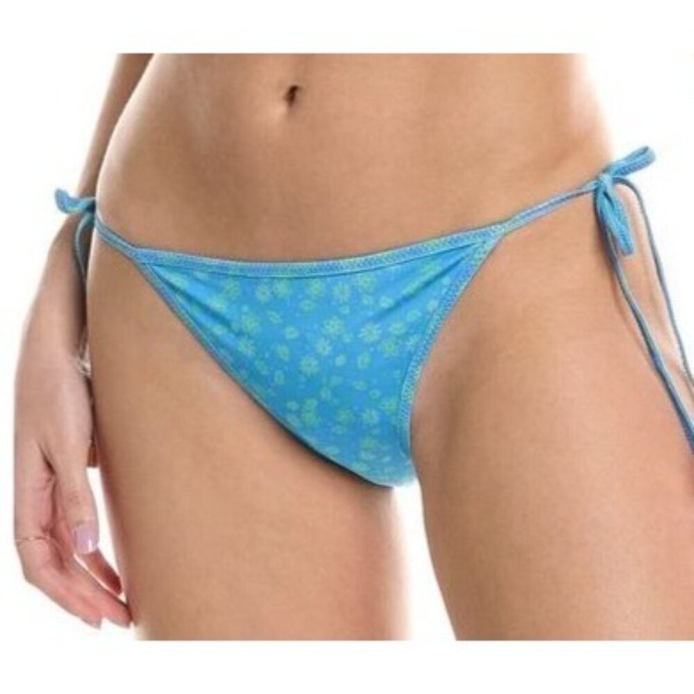 Ramy Brook Womens Xs Lesia Reversible Blue Green Floral Bikini Bottom Nwt